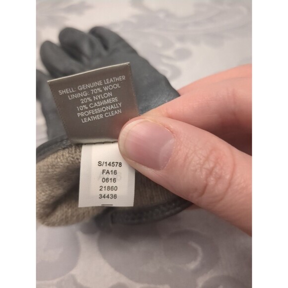 Charter Club Leather Driving Gloves Women's Size Medium Wool/Cashmere Lined Gray - Picture 5 of 5